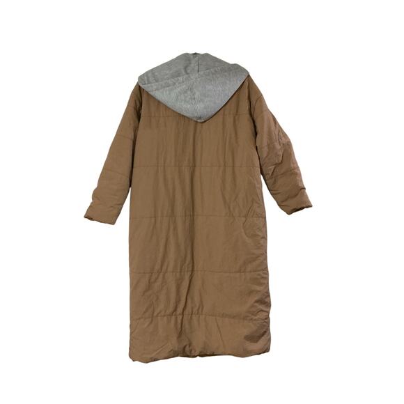 BLANKNYC Tan Oversized Quilted Longline Puffer Coat Snap Front Pockets XS - Picture 6 of 11